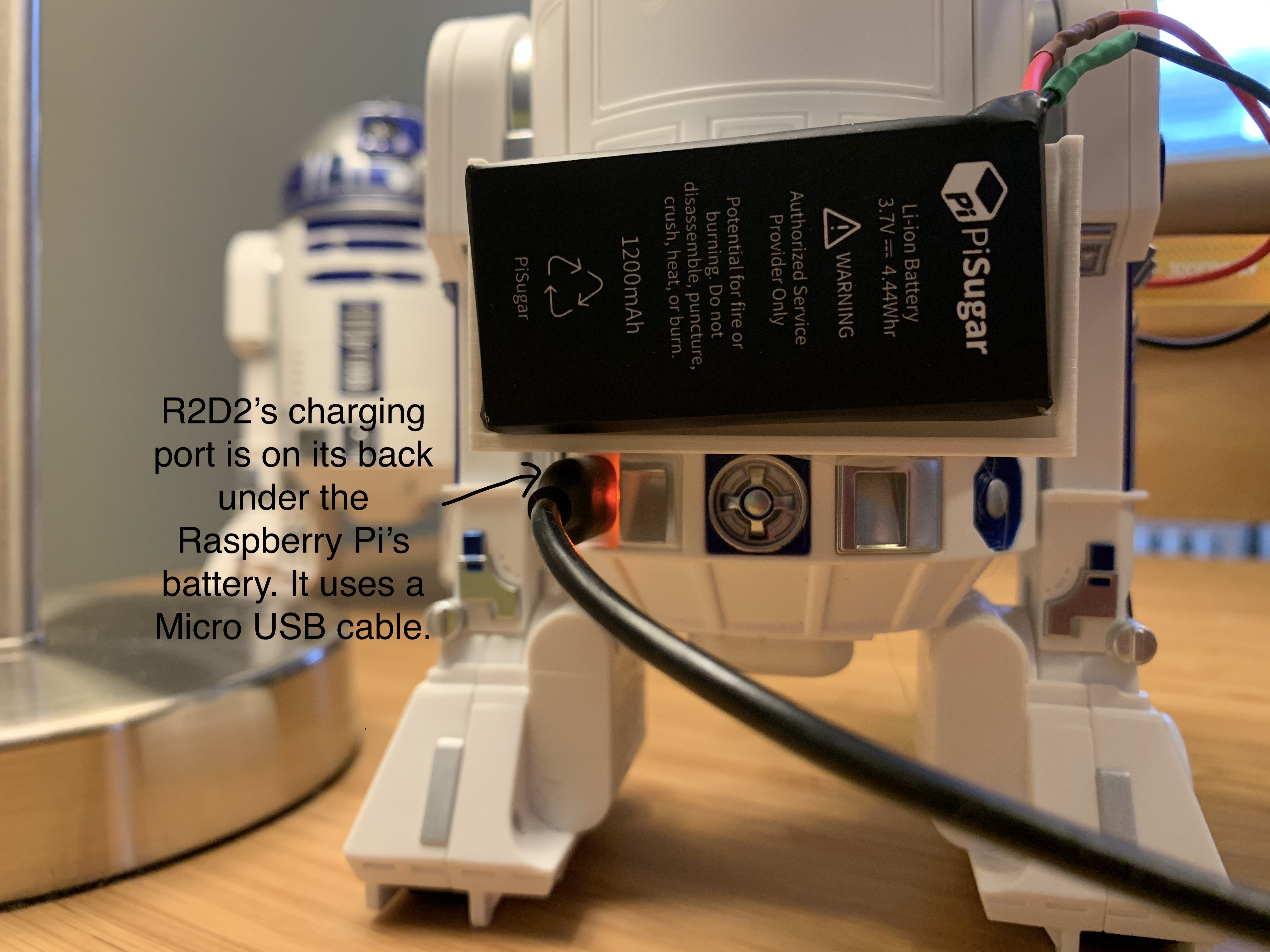 Location of the charging port on the Sphero R2D2