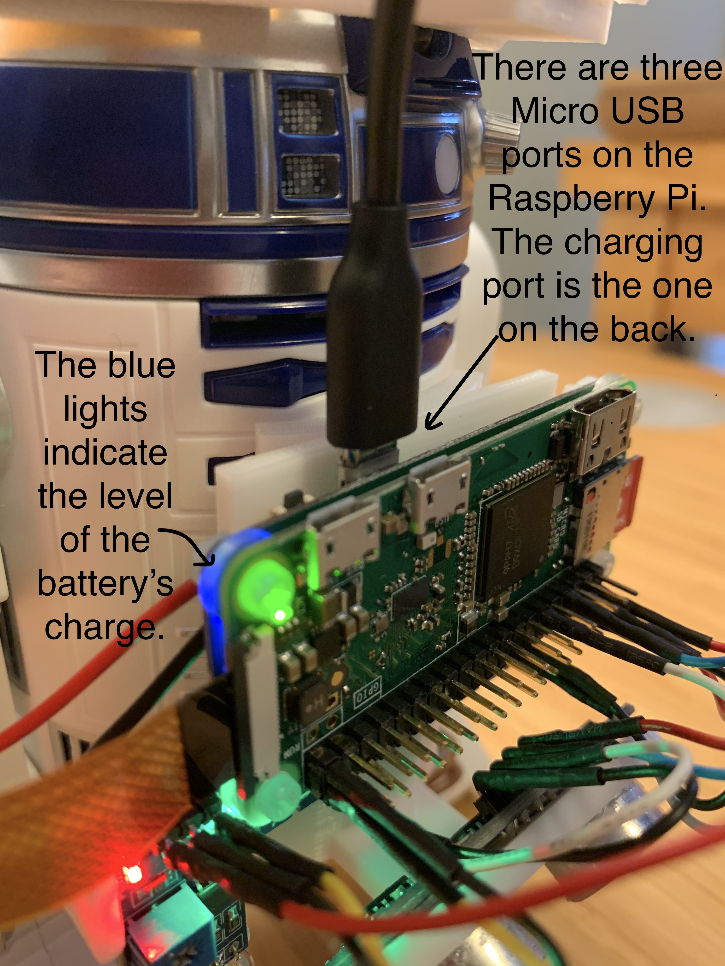Location of the charging port on the sensor pack